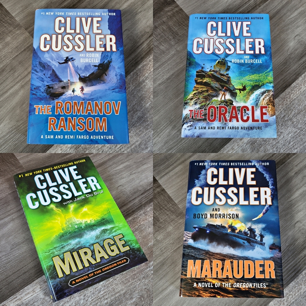 Lot of 4 Clive Cussler Novels: The Romanov Ransom, The Oracle, Mirage & Marauder
